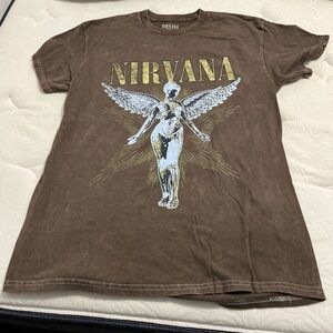 NIRVANA Brown Tee with Yellow Accents